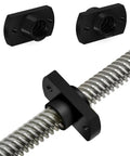 Upgrade Your 3D Printer Game With This Top Notch T8x8 Lead Screw Kit Featuring Precision Machined POM Nuts And Durable Brass Flange Nut For Smooth Z Axis Motion, Zero Layer Shifts, And Awesome Print Accuracy Today. Black POM nut set with brass flange nut on T8 lead screw for 3D printer Z axis
