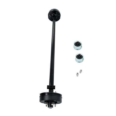 Beefy 3500 Lb 5 Lug Electric Brake Trailer Axle With 73 Inch Hub Face, 58 Inch Spring Center, 5x4.5 Bolt Pattern, Straight Steel Tube, Powder Coated Finish
