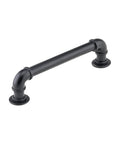 Industrial Pipe Style Matte Black Cabinet Pull Handle 5 1/32 Inch Center 6 Inch Length Bold Black Kitchen Hardware