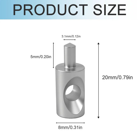 Badass Stainless Steel Framed Shower Door Hinge Pins With Washers Slick Bathroom Hardware Fix Fits 5/16 Inch Continuous Hinges showing dimensions.