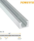 Heavy Duty 48 Inch Aluminum T Track Set For Woodworking, T Slot Rail That Accepts Standard Quarter Inch By Twenty Hex Bolts, side view