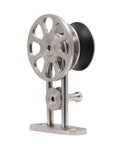 Close-up of a roller component from the Stainless Steel Sliding Barn Door Hardware Kit for 10 Foot Double Track Set Satin Finish Built Tough.