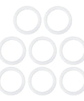 Eight White Silicone Moka Pot Gasket Seal Rings Set For Dama, Venus, Musa, Kitty 6 Cup Models, 7.1 Cm Diameter, Replacement Parts