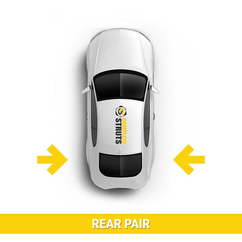 Top view of car indicating rear placement for Rear Complete Strut Assemblies With Coil Springs Replacement For 2004 Thru 2013 Chevrolet Impala Set Of Two Up To 17 Inch Wheels One Year Warranty With Easy Install