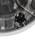 Close-up of Ford F-350 hub cap interior detailing for 17 inch wheels, part of Front Wheel Center Hub Cap Replacement For F 350 Super Duty DRW 2005 To 2018 Fits 17 Inch Front Wheels Six Point Five Inch Width Ten Point Twenty Five Inch Diameter And Five Point Twenty Five Inch Tall Interchange 5C3Z1130TA