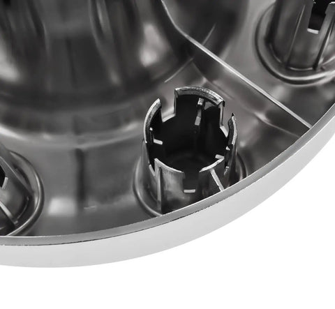 Close-up of Ford F-350 hub cap interior detailing for 17 inch wheels, part of Front Wheel Center Hub Cap Replacement For F 350 Super Duty DRW 2005 To 2018 Fits 17 Inch Front Wheels Six Point Five Inch Width Ten Point Twenty Five Inch Diameter And Five Point Twenty Five Inch Tall Interchange 5C3Z1130TA