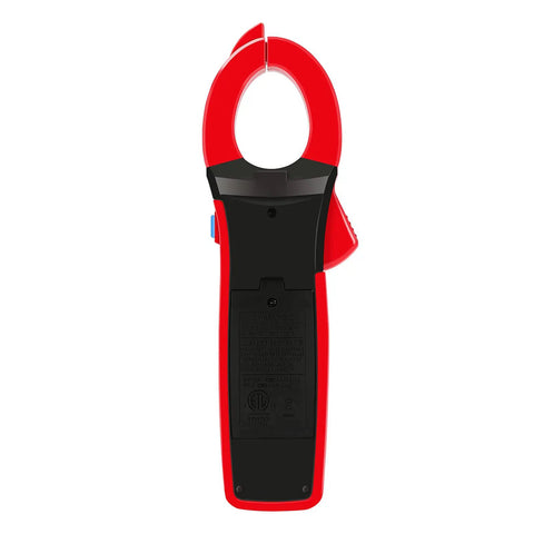 Back view of Digital Clamp Meter UT208B Inrush Current Mode True RMS 1000A AC DC Clamp On Multimeter with black and red design