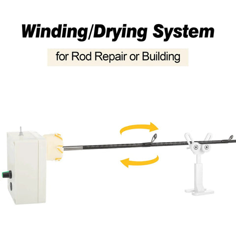 2 Pack Plug In Fishing Rod Repair Machines For Wrapping And Winding Poles With Stepless Speed Adjustment shown in use