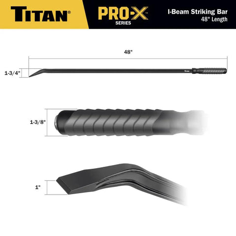 Heavy Duty 48 Inch I Beam Striking Bar With Angled Chisel End And Reinforced Strike Cap Built From Fully Hardened High Carbon Steel