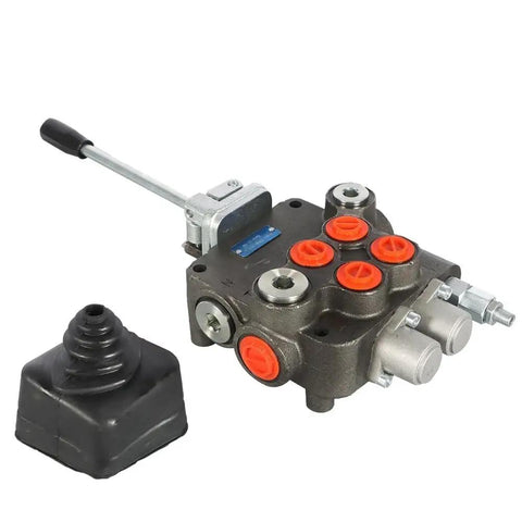 Two-Spool 21 GPM Hydraulic Directional Control Valve For Tractor Loader With Joystick, High-Flow Monoblock Valve For Precise Cylinder And Motor Control, Double-Act Spools, Compact Space-Saving Design