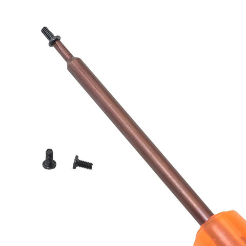 Top Shelf Camera Screen Mount Screws For Canon G7X G7X2 G7XIII 4 Piece Repair Kit With Screwdriver showing black metal screws and tool.