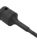 1/2-inch hex bit socket adapter for impact wrench, side view, 42CrMo alloy, black finish.