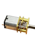 Heavy Duty N10 Full Metal Gear Motor with Mini Reduction Shift for rugged robot builds showing metal gears and motor.