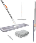 Pro Grade 32 Inch Flat Mop System With Aluminum Telescopic Handle Wet And Dry Microfiber Mop For Hardwood Floors Includes Four Washable Pads