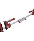Set Of Two KBX20 K Body Clamp Extenders For Wider Opening Heavy Duty Aluminum Link With Included Bolts Nuts And Washers Built To Deliver Stable No Wobble Performance On Serious Woodworking Projects, showing full aluminum build with red clamps
