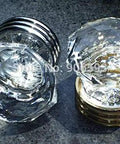 Sweet 20 Piece Lot Of 35 MM Crystal Cabinet Pulls And Cabinet Door Knobs Featuring Slick Chrome Brass Base For Top Shelf European Style Kitchen And Bathroom Furniture Handles And Drawers close-up of crystal pulls with chrome brass bases