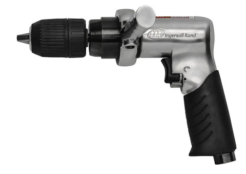 Half Inch Keyless Chuck Air Drill With Reversible Operation, 500 RPM, 0.5 HP, ergonomic grip, and side handle, quiet, built tough design