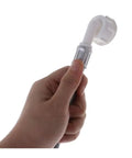 Hand holding leak proof inlet hose with 90 degree elbow for washing machine and dishwasher universal water supply