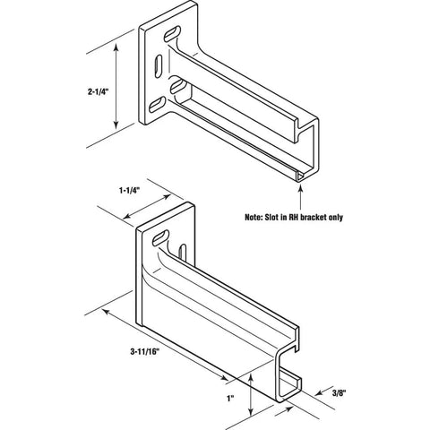 Technical drawing of Drawer Track Back Plate For Side Mounted Drawer Glides 3/8 Inch Wide By 1 Inch Tall Openings Fits 3/8 By 1 Inch Tracks
