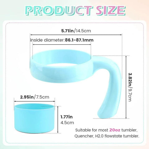 Light blue 20 Oz Tumbler Handle With Anti Slip Grip For Travel Mugs And Vacuum Insulated Tumblers Car Cup Holder Friendly Attachment