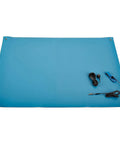 ESD High Temperature Mat Kit For Electronics Workbench Pro Grade 2 Feet Wide 4 Feet Long Zero Point Zero Eight Inches Thick Blue With Wrist Strap And Grounding Cord RoHS And REACH Compliant Assembled In USA