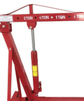 Close-up of the hydraulic pump on Heavy Duty 2 Ton 4000 Lbs Engine Hoist Cherry Picker, features 2 ton capacity.