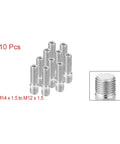 Upgrade Your Ride With Premium Lug Wheel Studs Kit Perfect For VW GTI Jetta And Passat Ensures Rock Solid Hub Connection And Max Durability For Safe Driving On Any Road Condition. 10 pcs M14 x 1.5 to M12 x 1.5 steel wheel studs