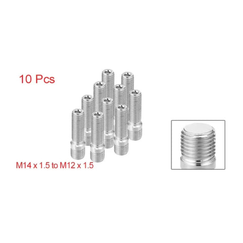 Upgrade Your Ride With Premium Lug Wheel Studs Kit Perfect For VW GTI Jetta And Passat Ensures Rock Solid Hub Connection And Max Durability For Safe Driving On Any Road Condition. 10 pcs M14 x 1.5 to M12 x 1.5 steel wheel studs