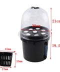 Hydroponics Seedling Cloning System Kit With Fog Dome, 8 Hole 5L Soilless Grow Box dimensions; net cup shown separately.
