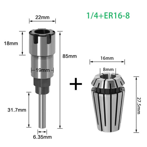 Sturdy 8Mm 1/4 Inch And 1/2 Inch Shank Er Router Bit Extension Rod Perfect For Woodworking And Engraving With High Carbon Steel Build And Heat Resistance components with dimensions.