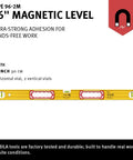 Type 96M Magnetic Level 36 Inch Pro Grade Tool With Rare Earth Magnets For Exact Layouts On Job Sites Must Have For Real World Use And Consistent Plumb And Level Readouts, yellow 36 inch level with vials on display against white background.