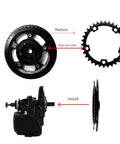 Installation diagram for 52T Chain Wheel for TSDZ2 TSDZ 2B Electric Bike Motor Upgrade showing alignment and placement.