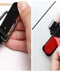 Heavy Duty Car Bumper Clips 4 Pack Quick Release Hasps showing installation on car surface with stickers