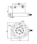 Technical diagram of Industrial Four Axis Torque Sensor Alloy Steel with dimensions for robotic arms and fixed installations.