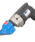 Heavy Duty Electric Scissor Shears For Trimming Cold Rolled Steel Metal Studs Rubber Vinyl Wire Mesh With Knockout Torque And Ridiculously Sharp Blades For Every Project, close-up view of cutting head.