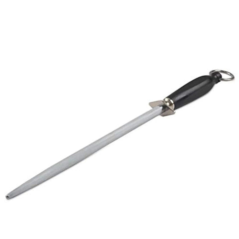 12 Inch Sharpening Steel For Chef Knives With Ergonomic Handle Pro Grade Corrugated Surface For Easy Resharpening 65 HRC Hardness