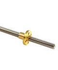 400mm T8x8 Lead Screw with Brass Nut for 3D Printer Z Axis, Acme Thread, 2mm Pitch, SUS304 Stainless Steel, side view