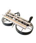 Heavy Duty Electric Golf Caddy, 3 Wheel Folding Frame, folded design with two wheels, compact for storage and transport.