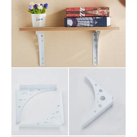 Heavy Duty Wrought Iron Corner Shelf Bracket Featuring A Solid Right Angle Triangle Frame For Wall Mounted Diy Storage Rack And Room Organization Gear That Is Totally Badass And Built To Last, showcasing a white bracket design.