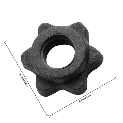 Black PVC collar from 6 Pack Spinlock Dumbbell Collars For 1 Inch Bars, Heavy Duty Steel And PVC Construction, Quick Clamp Lock In Plates.