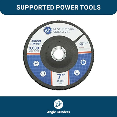 Pro Grade Jumbo Zirconia Type 29 Flap Discs For Angle Grinder 7 Inch Diameter With Seven Eighths Inch Arbor 40 Grit 10 Pack Premium