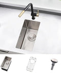 Top view of 10 Inch Undermount Bar Sink Built From 16 Gauge Stainless Steel, Single Bowl Bar Prep Sink With R10 Tight Radius, 10x18 Inch