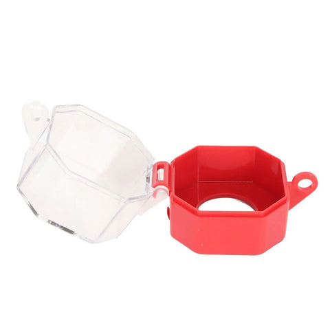 Emergency Stop Button Cover With Transparent Lockout Shield For Industrial Power Switches, red and clear protective caps
