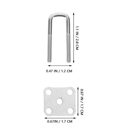 4 Pack Mini Square U-Bolt Kit For Trailer Axle Models, Wear-Resistant Stainless Steel U-Bolts With Elastic Spring Steel Design, Heavy-Duty Secure Clamp For Simulation And Scale Models, Industrial DIY Upgrade, 1.1 in x 0.47 in