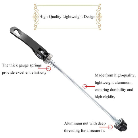 Two Pack Quick Release Bicycle Skewers Aluminum Front And Rear Axles 112mm And 150mm Deep Thread Lightweight Black