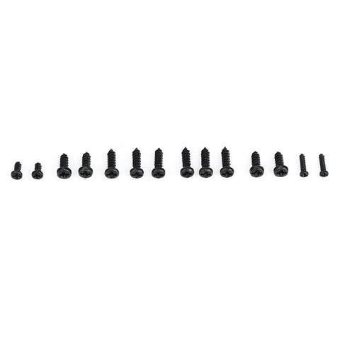 Heavy Duty Stainless Steel Self Tapping Screw Variety Pack Tiny Phillips Fasteners For Watch And Tech Repair Top Shelf One Thousand Piece Builder Set With Zero Hassle Storage Jar - assortment of black micro screws.
