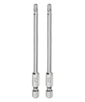 Badass T20 Security Torx Bits Featuring Four Inch S2 Steel Magnetic Drive Tips With One Quarter Inch Hex Shank for tamper proof fasteners.