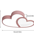 Heart Shaped LED Ceiling Light For Bedroom With Remote, 35W Energy Saving Acrylic Lamp, 55cm Diameter, pink heart design