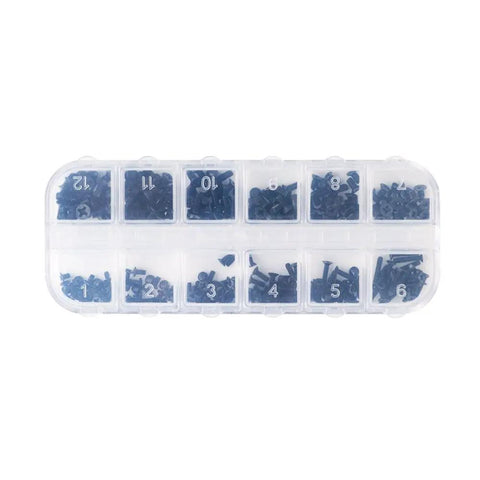 Laptop Screws Replacement Kit, 240 Pieces In M2, M2.5, M3 Sizes, displayed in a plastic box with labeled compartments