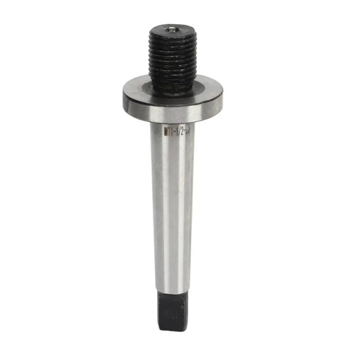 MT1 Shank To One Half Inch Morse Taper Drill Chuck Arbor Adapter With Quick Install, manganese steel, threaded end visible